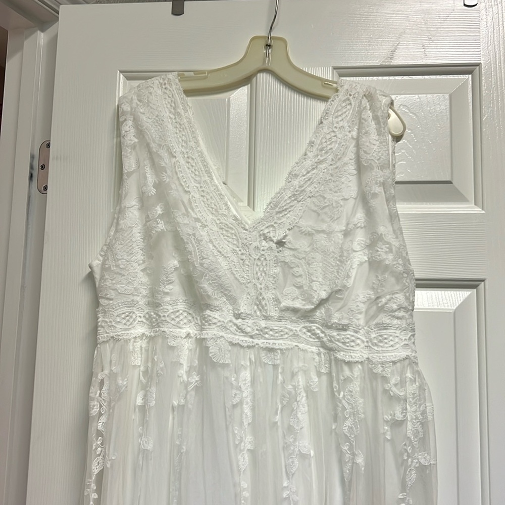 MISSLOOK White Lace Long Tank-Top Dress